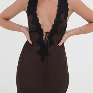 Rumored Venice Maxi Dress Espresso Brown Small